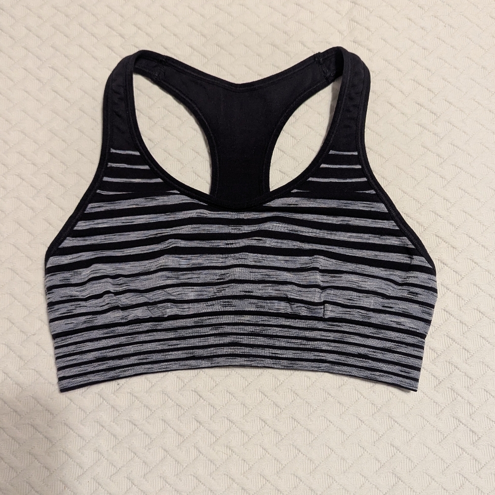 Champion Black Gray Athletic Sports Bra Racerback Unpadded Women's Size Small.